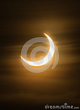 Annular eclipse over Montreal sky Stock Photo