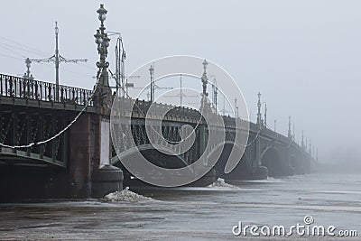 Bridge in the fog Stock Photo