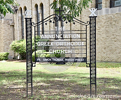 The Annunciation Greek Orthodox Church Sign, Memphis, TN Editorial Stock Photo