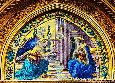 Annunciation Mary Angel Mosaic Duomo Cathedral Facade Florence I Editorial Stock Photo
