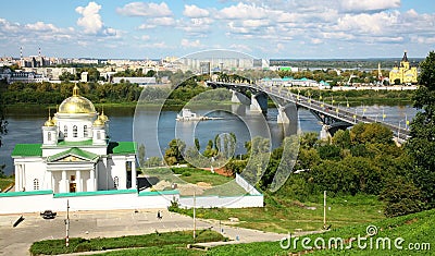 Annunciation Monastery and Nevsky Cathedral in August Stock Photo