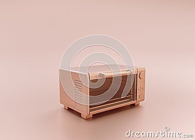 Anodized Rose Gold Material single color kitchen appliance, Microwave, on light pinkish color background, 3d rendering, utensil Stock Photo