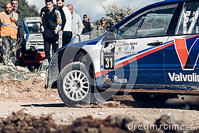 Anogyra, Cyprus - January 29, 2023: Mitsubishi Lancer Evo VII at Anogyra Rally Sprint 2023 Editorial Stock Photo