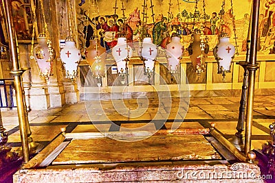 Anointing Unction Stone Church Holy Sepulcher Jerusalem Israel Stock Photo