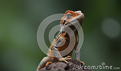 Anole lizard perched on a rock. Stock Photo