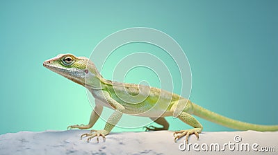 Anole Lizard perched on a rocky surface Stock Photo