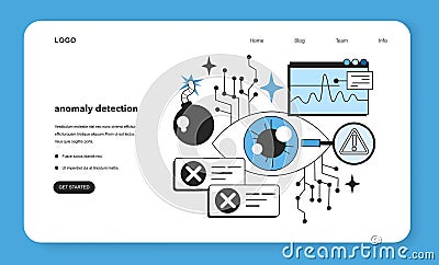 Anomaly detection web banner or landing page. Artificial neural Vector Illustration
