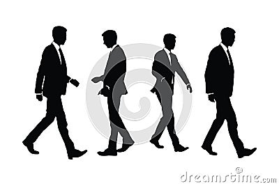 Anonymous businessmen set vectors, wearing suits and standing in different positions. Office employee silhouette vector bundle. Stock Photo