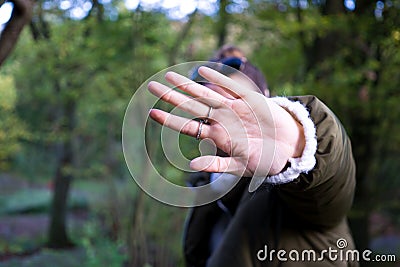 Anonymous girl with hidden face Stock Photo