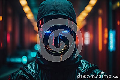 Anonymous Hacker, Cybersecurity and Cybercrime within the Realm of the Cybernetic Assassin Stock Photo