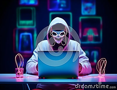 Anonymous hacker with hoodie. Concept of hacking cybersecurity, cybercrime, cyberattack, etc Stock Photo