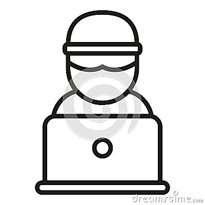 Anonymous laptop user icon outline vector. Mark person Vector Illustration