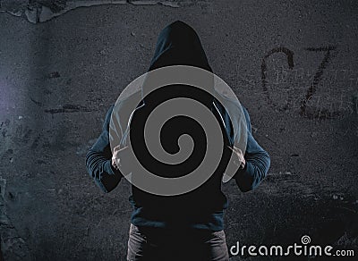 Anonymous man with hooded sweater Stock Photo