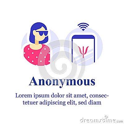 Anonymous psychological help, psychology support, physical or sexual abuse, hotline phone call Vector Illustration