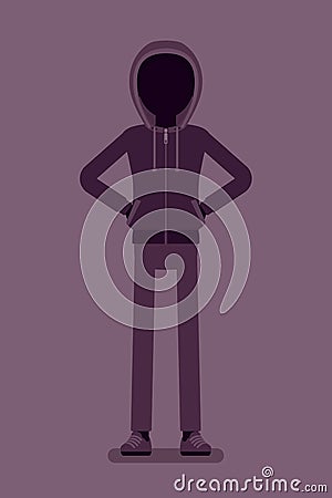 Anonymous silhouette with hidden face Vector Illustration