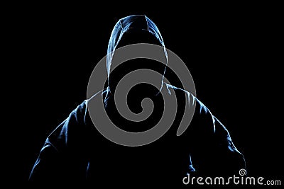 Anonymous silhouette of man in hoodie Stock Photo