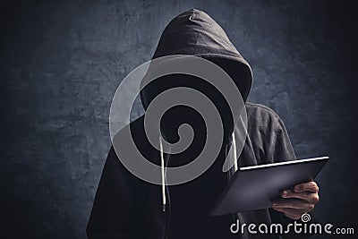 Anonymous unrecognizable man with digital tablet computer Stock Photo