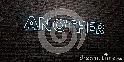 ANOTHER -Realistic Neon Sign on Brick Wall background - 3D rendered royalty free stock image Stock Photo