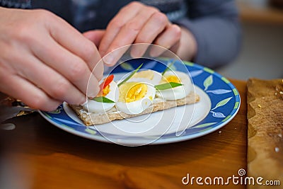 Another way to eat crispbread Stock Photo