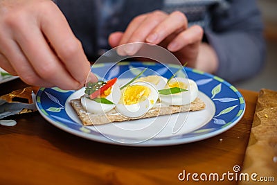 Another way to eat crispbread Stock Photo