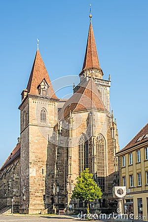 View at the Church of St.Johannis in Ansbach - Germany Editorial Stock Photo