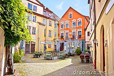 Ansbach. Old town of Ansbach beer garden and street view Stock Photo