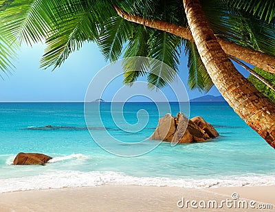 Anse Lazio beach on Praslin island, Seychelles Stock Photo