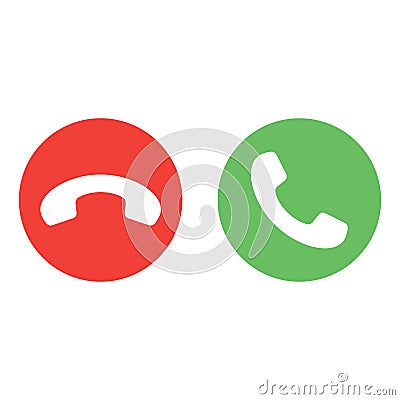 Answer and decline phone call buttons. yes and no button. Phone call icon vector Vector Illustration
