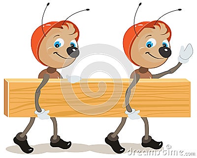 Ant builder. Two ants are board Vector Illustration