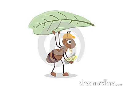 Cute Cartoon character of ant. Vector Illustration