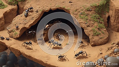 An ant colony in meticulous detail Stock Photo