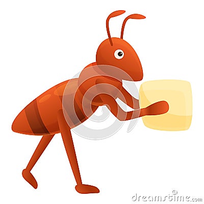 Ant cube sugar icon, cartoon style Vector Illustration