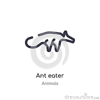 ant eater outline icon. isolated line vector illustration from animals collection. editable thin stroke ant eater icon on white Vector Illustration