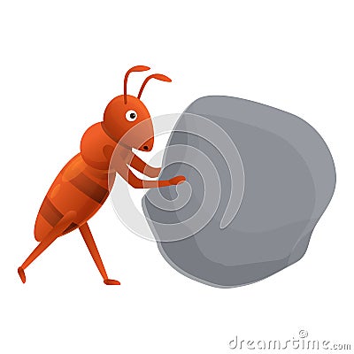 Ant find stone icon, cartoon style Vector Illustration