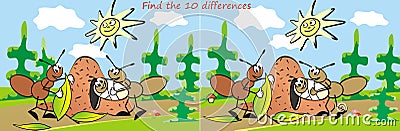 Ant, game, find ten differences Stock Photo