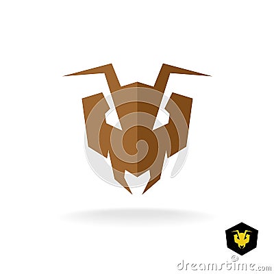 Ant head logo. Face of the predator bulldog ant. Vector Illustration