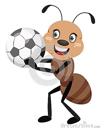 Ant holding football ball, illustrator, vector Vector Illustration