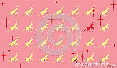 Playful colorful composition of ants. Background flag template. Vector Illustration