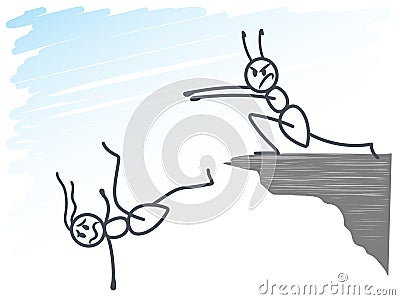 Ant pushing another ant Vector Illustration