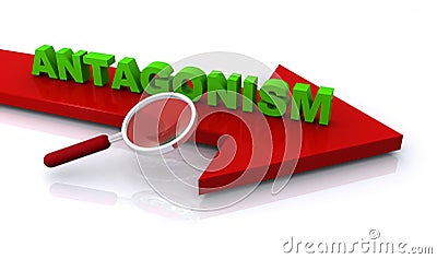 Antagonism word on arrow and white Stock Photo