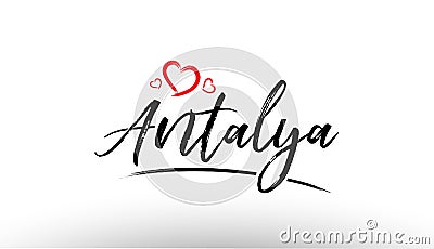 antalya europe european city name love heart tourism logo icon d Stock Photo