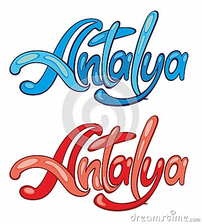 City of Antalya logo text Turkey Mediterranean summer travel beach destination Vector Illustration