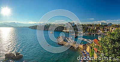 Antalya Marina entrance with Sailboats and view to open sea Editorial Stock Photo