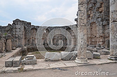 Antalya Perge ancient city, the agora, the ancient Roman empire, living space, spectacular pillars and history Stock Photo