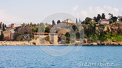 Antalya, Turkey - February 23, 2019: Coastline of Old Town Kaleici in Antalya Editorial Stock Photo