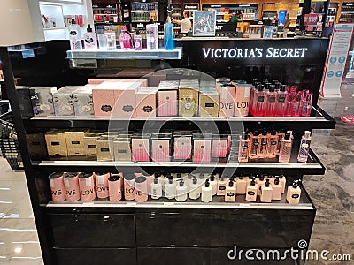 Antalya, Turkey - May 11, 2021: Shop display of different types of perfume Victoria's Secret Editorial Stock Photo