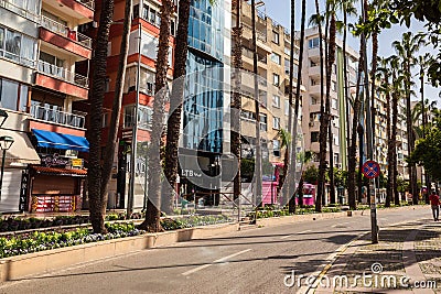 Antalya, Turkey - may 2023 View of 100th Anniversary Boulevard, a busy street in the central Antalya Editorial Stock Photo