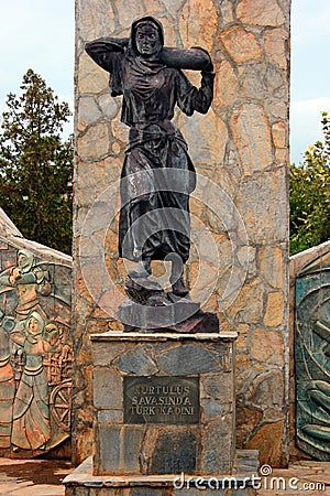 Antalya, Turkey - October 14, 2022: Monument to a Turkish woman in the War of Independence, located in Kepez district of Antalya Editorial Stock Photo