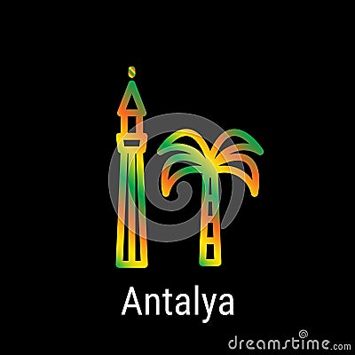 Antalya, Turkey Vector Line Icon Vector Illustration