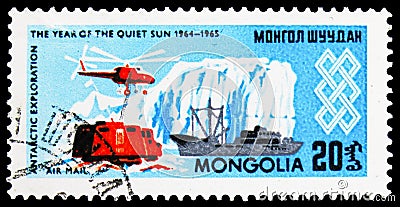 Antarctic Exploration, International Year of the Sun serie, circa 1965 Editorial Stock Photo